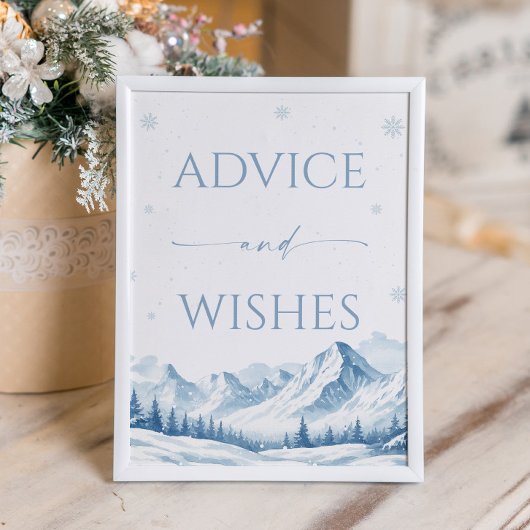 Blue Winter Bridal Shower Advice and Wishes Poster