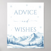 Blue Winter Bridal Shower Advice and Wishes Poster (Voorkant)