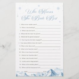 Blue Winter Bridal Shower Who Knows the Bride Best
