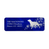 Blue Winter Brittany Dog Return Address Etiket (Voorkant)