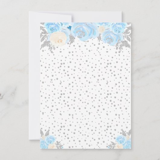 Blue Winter Brunette Hair Princess Verjaardagsfees Bedankkaart (Achterkant)