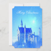 Blue Winter Castle Snowflakes Kerstfeest Kaart (Voorkant)