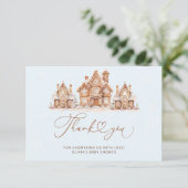 Blue Winter Christmas Baby shower Bedankt Card Kaart (Staand voorkant)