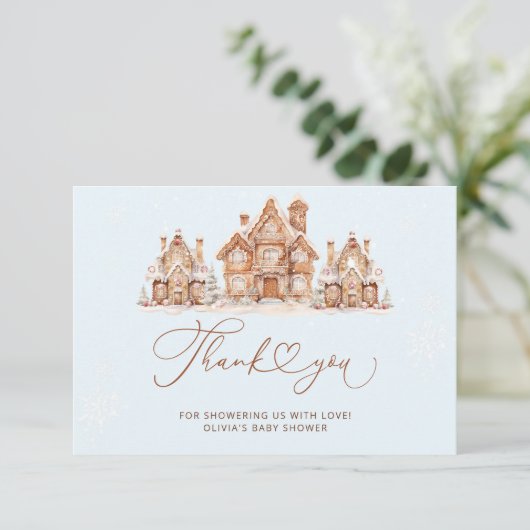 Blue Winter Christmas Baby shower Bedankt Card Kaart (Staand voorkant)