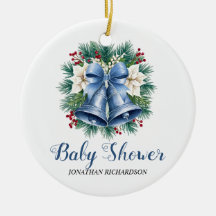 Blue Winter Christmas Bells baby shower