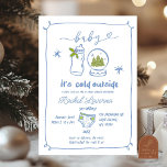 Blue Winter Christmas Hand Drawn Baby shower Kaart<br><div class="desc">Koud Winter Baby shower,  Sneeuwvlokken Christmas Baby Boy,  Sneeuwbal Wereldbol Baby shower,  Sneeuwbal Baby shower,  Blauw Hand getrokken Flesje Baby shower,  Sprinkle Christmas Baby Boy,  Sneeuw in liefde Christmas Baby shower</div>