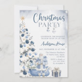 Blue Winter Christmas Party Invitation Kaart (Voorkant)