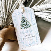 Blue Winter Christmas Tree Baby Shower Cadeaulabel