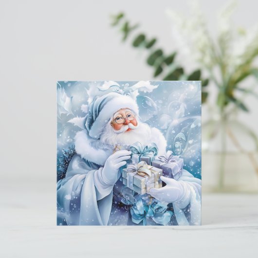 Blue Winter Christmas Wenskaart (Staand voorkant)