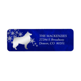 Blue Winter Collie Dog Return Address Etiket