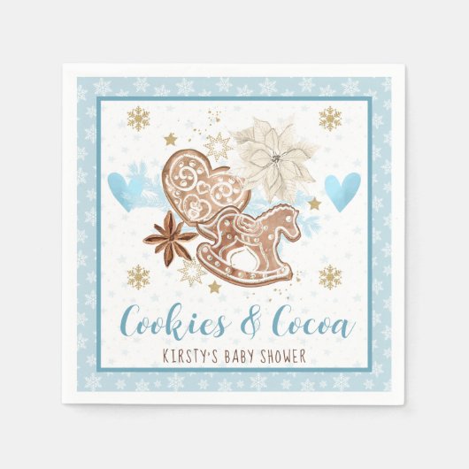 Blue Winter Cookies & Cocoa Baby Shower Servet (Voorkant)