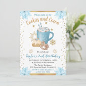 Blue Winter Cookies & Cocoa Birthday Kaart (Staand voorkant)