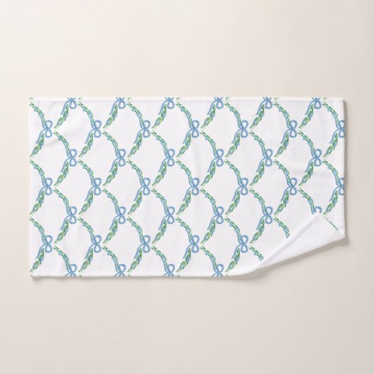 Blue Winter Coquette Coastal Bow Garland Bad Handdoek (Handdoek)
