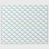 Blue Winter Coquette Coastal Bow Garland Cadeaupapier (Vlak)