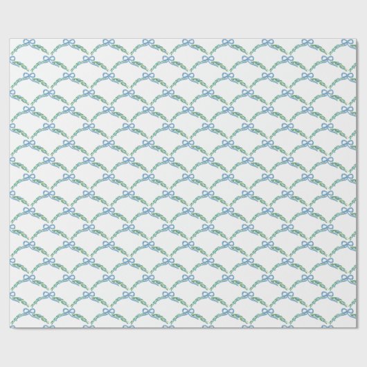 Blue Winter Coquette Coastal Bow Garland Cadeaupapier (Vlak)