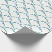 Blue Winter Coquette Coastal Bow Garland Cadeaupapier (Hoek)