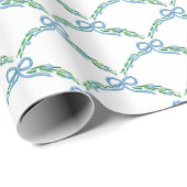 Blue Winter Coquette Coastal Bow Garland Cadeaupapier (Rol Hoek)