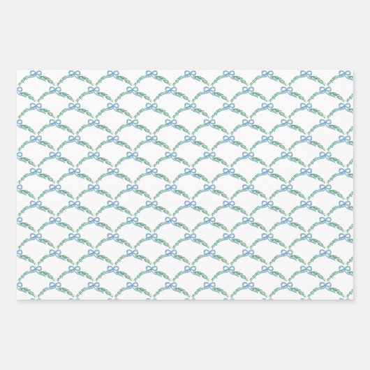 Blue Winter Coquette Coastal Bow Garland Inpakpapier Vel (Voorkant)