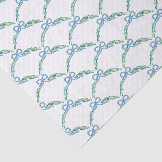 Blue Winter Coquette Coastal Bow Garland Tissuepapier (Detail)