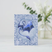 Blue Winter Dragon Fantasy Natuur Art Briefkaart (Staand voorkant)