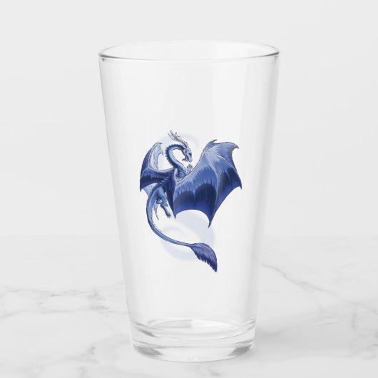 Blue Winter Dragon Fantasy Natuur Art Glas (Voorkant)