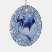 Blue Winter Dragon Fantasy Natuur Art Keramisch Ornament (Rechts)