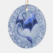 Blue Winter Dragon Fantasy Natuur Art Keramisch Ornament (Links)