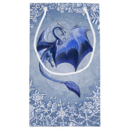 Blue Winter Dragon Fantasy Natuur Art Klein Cadeauzakje