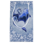 Blue Winter Dragon Fantasy Natuur Art Klein Cadeauzakje (Voorkant)