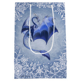 Blue Winter Dragon Fantasy Natuur Art Medium Cadeauzakje