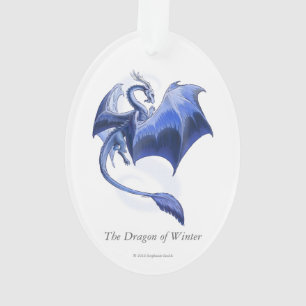 Blue Winter Dragon Fantasy Natuur Art Ornament