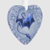 Blue Winter Dragon Fantasy Natuur Art Ornament (voorkant)