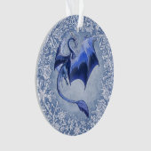 Blue Winter Dragon Fantasy Natuur Art Ornament (voorkant)