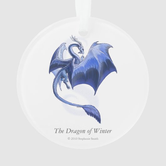 Blue Winter Dragon Fantasy Natuur Art Ornament (achterkant)