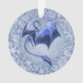 Blue Winter Dragon Fantasy Natuur Art Ornament (voorkant)