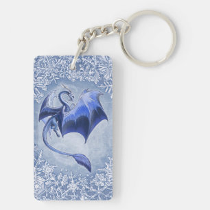 Blue Winter Dragon Fantasy Natuur Art Sleutelhanger