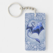 Blue Winter Dragon Fantasy Natuur Art Sleutelhanger (Voorkant)
