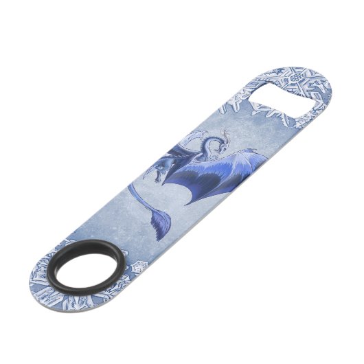 Blue Winter Dragon Fantasy Natuur Art Speed Flessenopener (Voorkant Gekanteld)