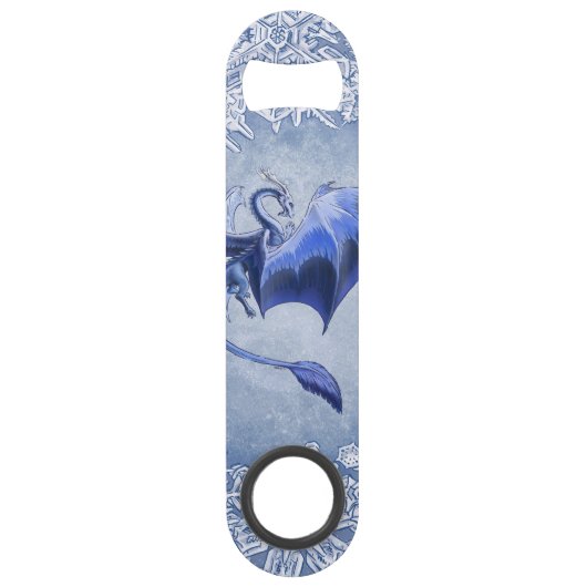 Blue Winter Dragon Fantasy Natuur Art Speed Flessenopener (Achterkant)