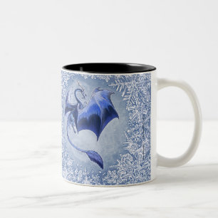 Blue Winter Dragon Fantasy Natuur Art Tweekleurige Koffiemok