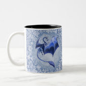Blue Winter Dragon Fantasy Natuur Art Tweekleurige Koffiemok (Links)