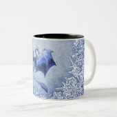 Blue Winter Dragon Fantasy Natuur Art Tweekleurige Koffiemok (Voorkant rechts)