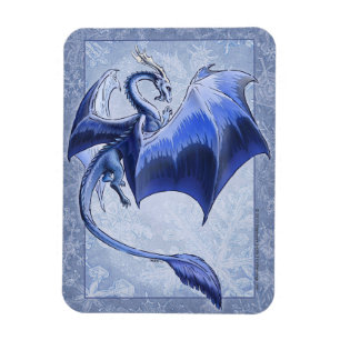 Blue Winter Dragon Natuur Fantasy Art Magneet