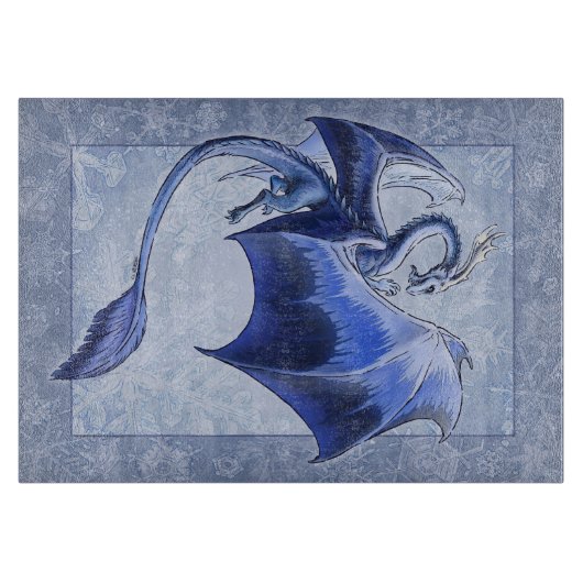 Blue Winter Dragon Natuur Fantasy Art Snijplank (Voorkant)