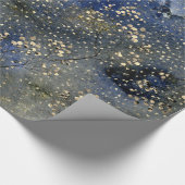 Blue Winter Dusk Sky Gold Berries & Snowfall Cadeaupapier (Hoek)