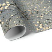 Blue Winter Dusk Sky Gold Berries & Snowfall Cadeaupapier (Rol Hoek)