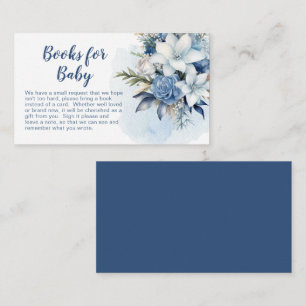 Blue Winter Floral Baby shower Boeken voor Baby Informatiekaartje