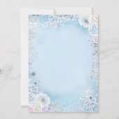 Blue Winter Floral Snowflake Boy Baby shower Kaart (Achterkant)