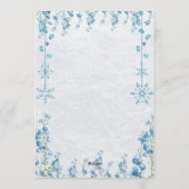 Blue Winter Floral Wedding Invitation  Kaart (Achterkant)