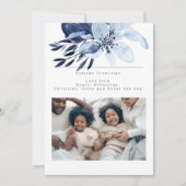 Blue Winter Flower Bloom Photo Personalized Kaart (Voorkant)